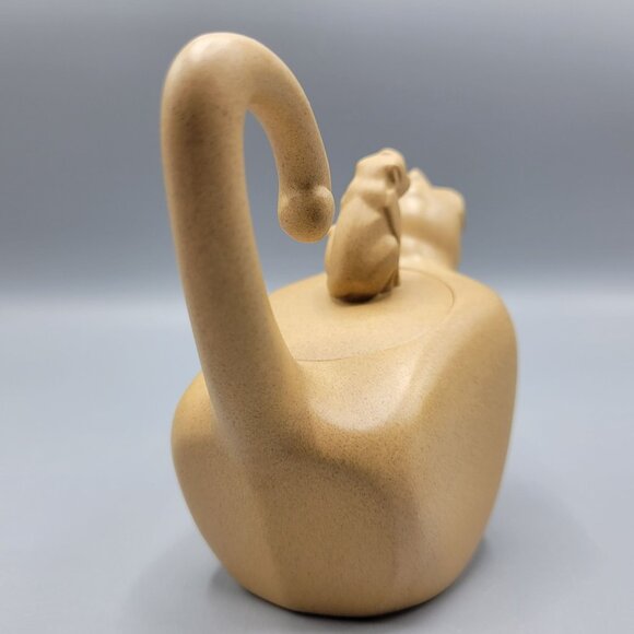 Vintage Chinese Monkey w/ Baby Monkey Shaped Teapot Clay Signed/Stamped - Picture 7 of 16